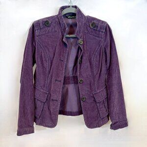 NWOT Eddie Bauer Women's Purple Corduroy Structured Military Jacket Size Small